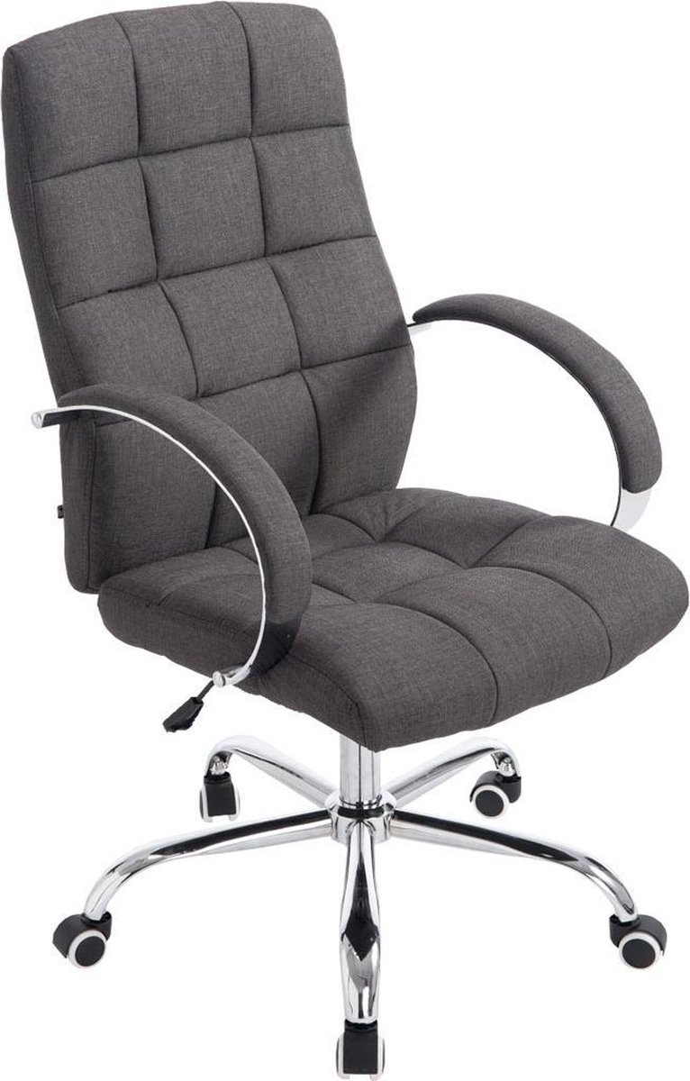 Bureaustoel - Stoel - Design - Verstelbaar - Gebogen armleuning - Stof - Donkergrijs - 60x66x128 cm