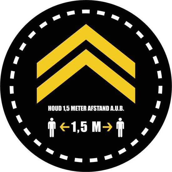 Pijl Sticker Rond Pijl sticker. Looproute en Afstand houden, 1,5 meter vloersticker rond ...