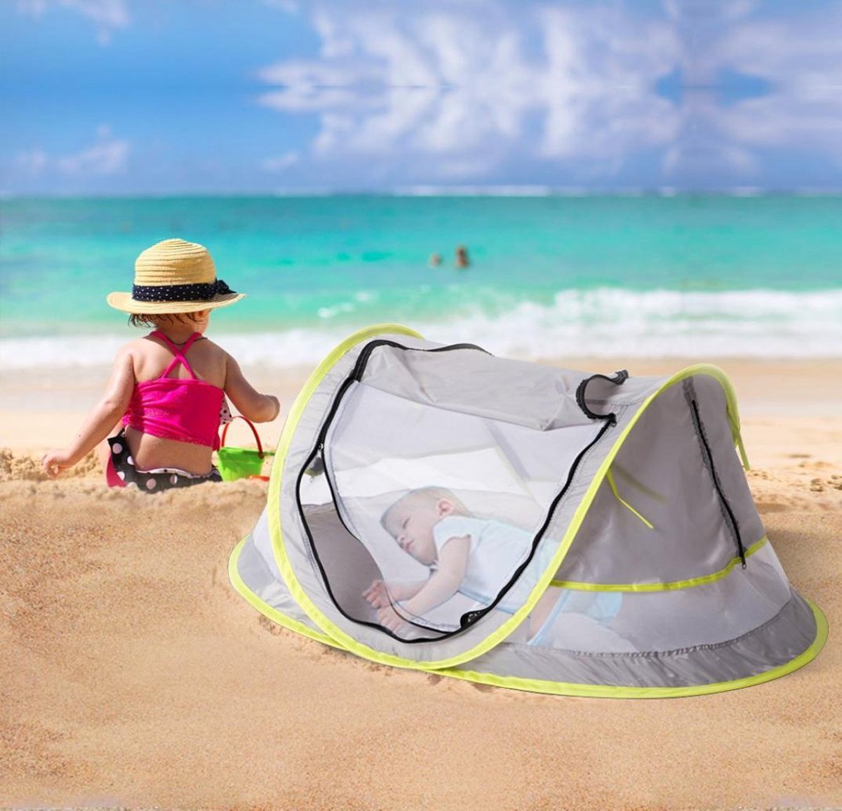 Vrijwillig morgen gokken Opvouwbare Baby Strandtent - Inclusief UV bescherming | bol.com