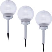 5x Solar tuinlamp glazen bol op zonne-energie 18 cm - RVS - Tuindecoratie/accessoires - Tuinverlichting - Tuinlampen - Buiten verlichting - Buiten lampen - Solar/zonne-energie lampen voor in 