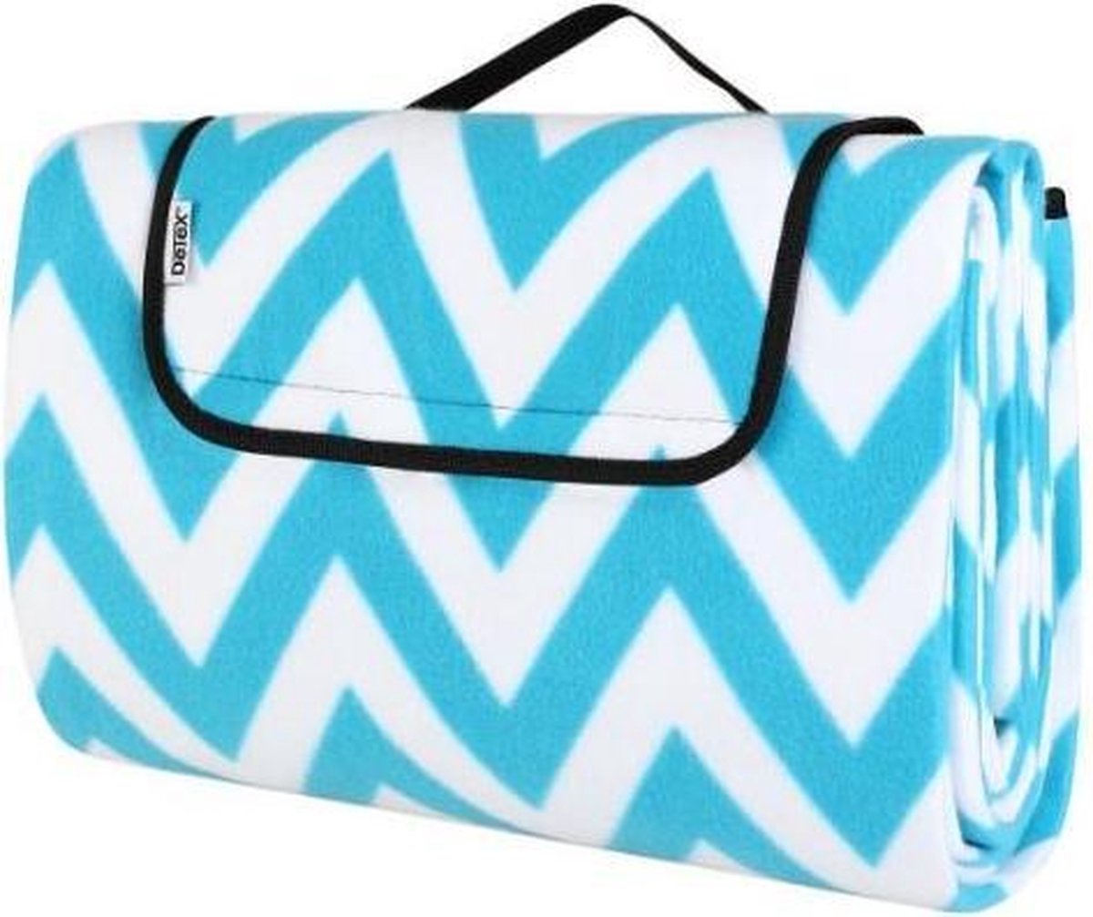 Detex Picknickkleed - Watterdicht 200x200cm - Turkoois Wit