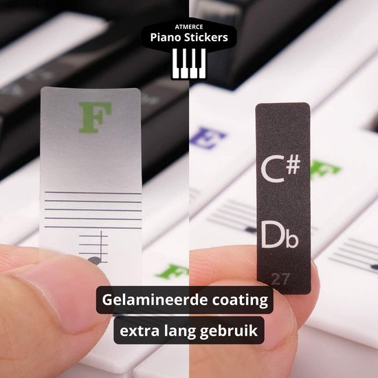ATMERCE Piano Bladmuziek met Lesboek en Gekleurde Stickers voor Witte en Zwarte toetsen - voor Beginners en Gevorderden - ATMERCE