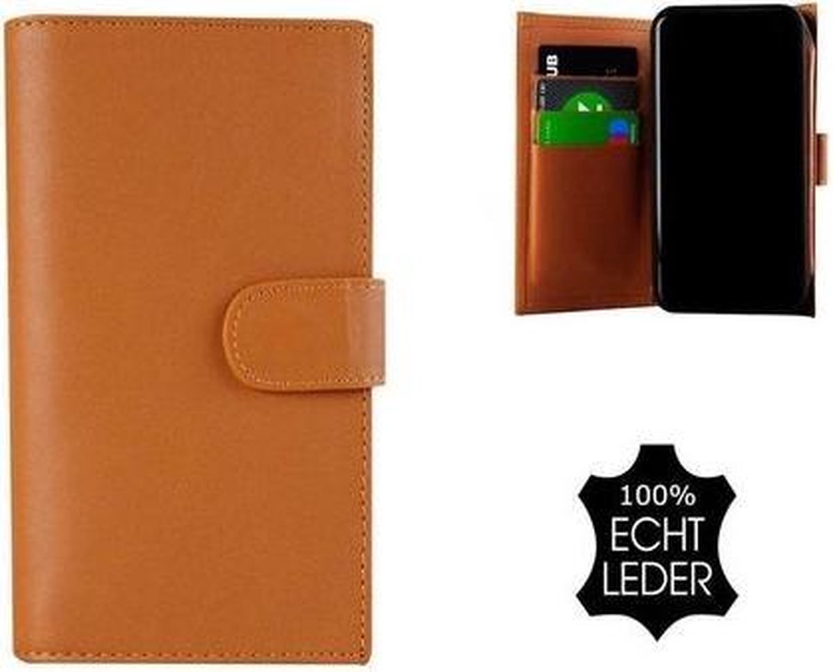Samsung Galaxy S8 hoesje - Bookcase - Portemonnee Hoes Echt leer Double Wallet case Bruin