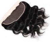 Human hair body wave lace frontal 14 inch closure free part kleur 1b