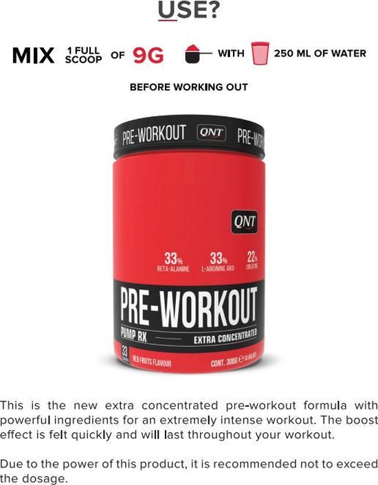 Qnt Pre Workout Pump Rx 300gr Smaak Rode Vruchten Bol Com