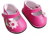 Mini Mommy roze schoentjes met bloem voor poppen van 35-45 cm
