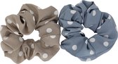 Jessidress XL Scunchie Grote Scrunchies Elastieken van sterke kwaliteit - Blauw/Bruin