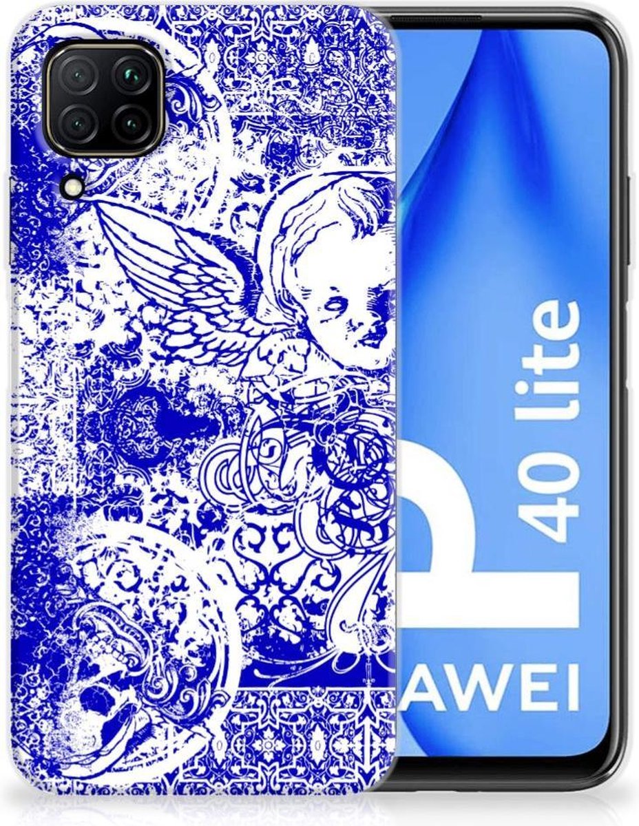 TPU Hoesje voor Silicone Back Case Huawei P40 Lite Angel Skull Blauw