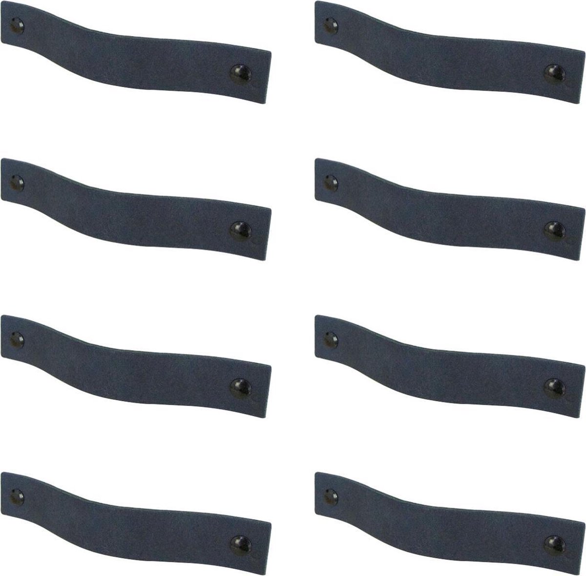 8x leren handgrepen 'platte greep' - maat M (19 x 2,5 cm) - NAVY - incl. 3 kleuren schroefjes (handgreepjes - leren grepen - greepjes - leren lusjes)