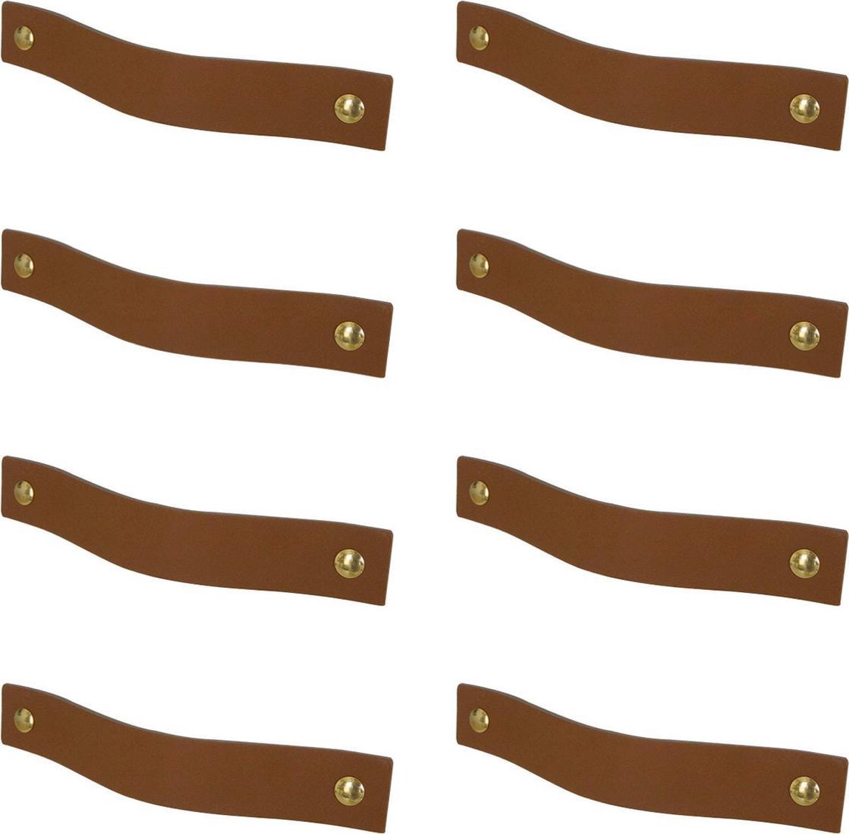 8x leren handgrepen 'platte greep' - maat M (19 x 2,5 cm) - LICHTBRUIN - incl. 3 kleuren schroefjes (handgreepjes - leren grepen - greepjes - leren lusjes)