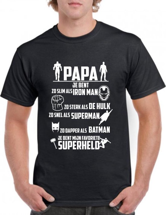 Uitdrukkelijk Zwerver redactioneel Papa Superhelden T-shirt Vaderdag Cadeau Zwart S | bol.com