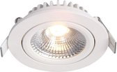 Inbouw LED Spot 5w Flat, 450 Lumen, 2200K, Kantelbaar, IP54, Dimbaar, CRI90, Wit Armatuur, Gatmaat 75mm