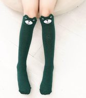 Kniekousen meisjes – 1 paar lange sokken beer groen – meisjessokken – 6-12 jaar – elastisch katoen