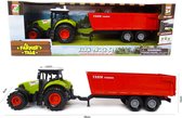 Landbouw tractor voertuig met kiepende aanhangwagen - met geluid en lichtjes - speelgoed traktor 38CM