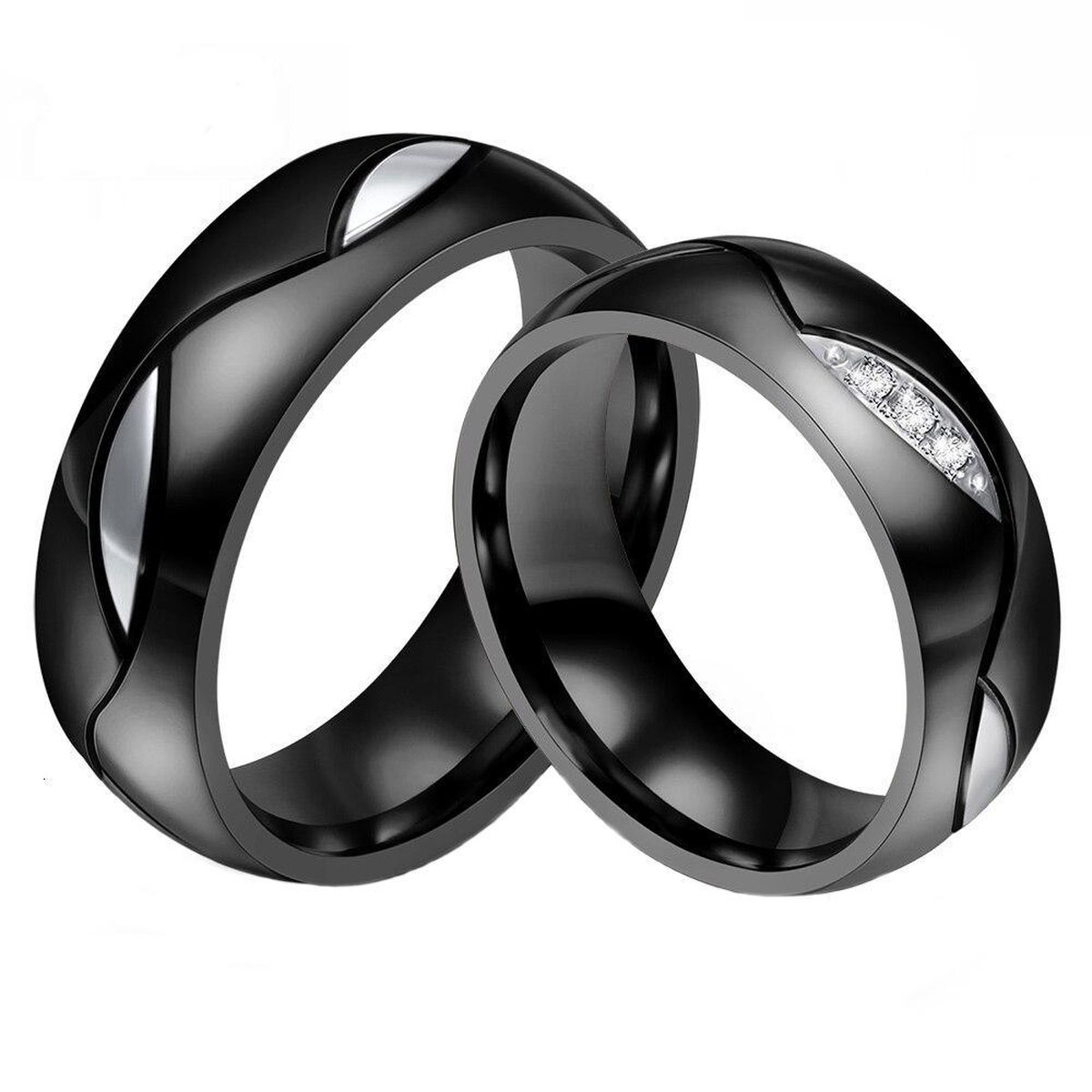 Zoëies ring voor haar zwart met zilverkleurig motief 17 mm