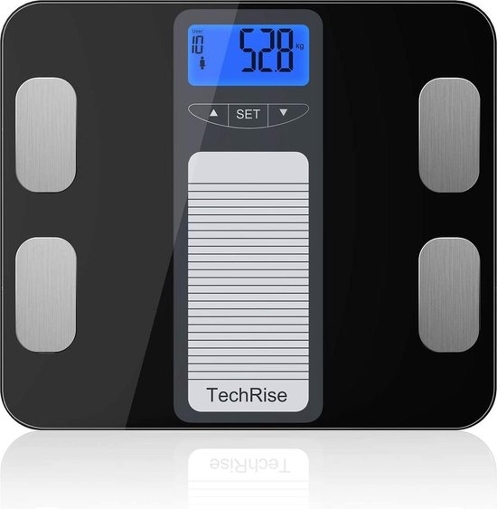 TechRise digitale SMART personenweegschaal | Gewicht, BMI, Vocht, spieren,  bot en KCAL... | bol.com