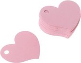 100x Kleine Labels Roze Hart - 4,5 cm x 4 cm - Cadeaulabels - Tags - Cadeauversiering - Etiketten - Kraftpapier