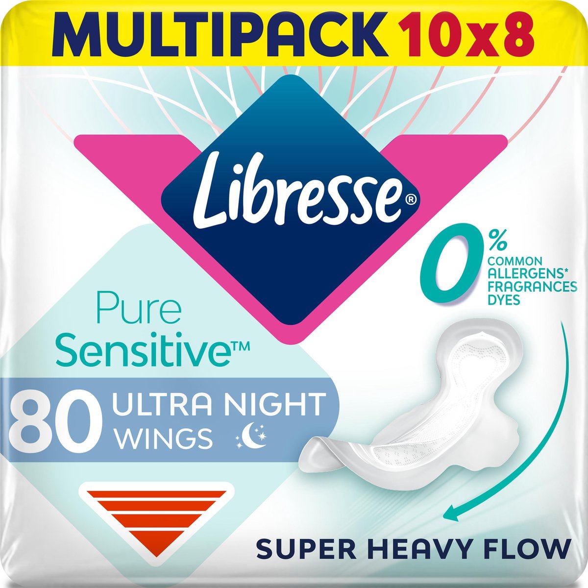 Libresse Pure Sensitive - Ultra night + wings maandverband- 80 stuks