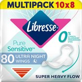 Libresse Pure Sensitive -  Ultra night + wings maandverband- 80 stuks
