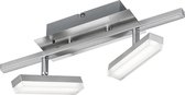 LED Plafondlamp - Trion Brenda - 6W - Warm Wit 3000K - 2-lichts - Dimbaar - Rechthoek - Mat Nikkel - Aluminium - BSE