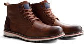 Travelin Myken - Halfhoge leren veterschoen - Cognac - Maat 41