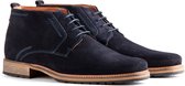 Travelin London Suède - Halfhoge veterschoen - Donkerblauw - Maat 41