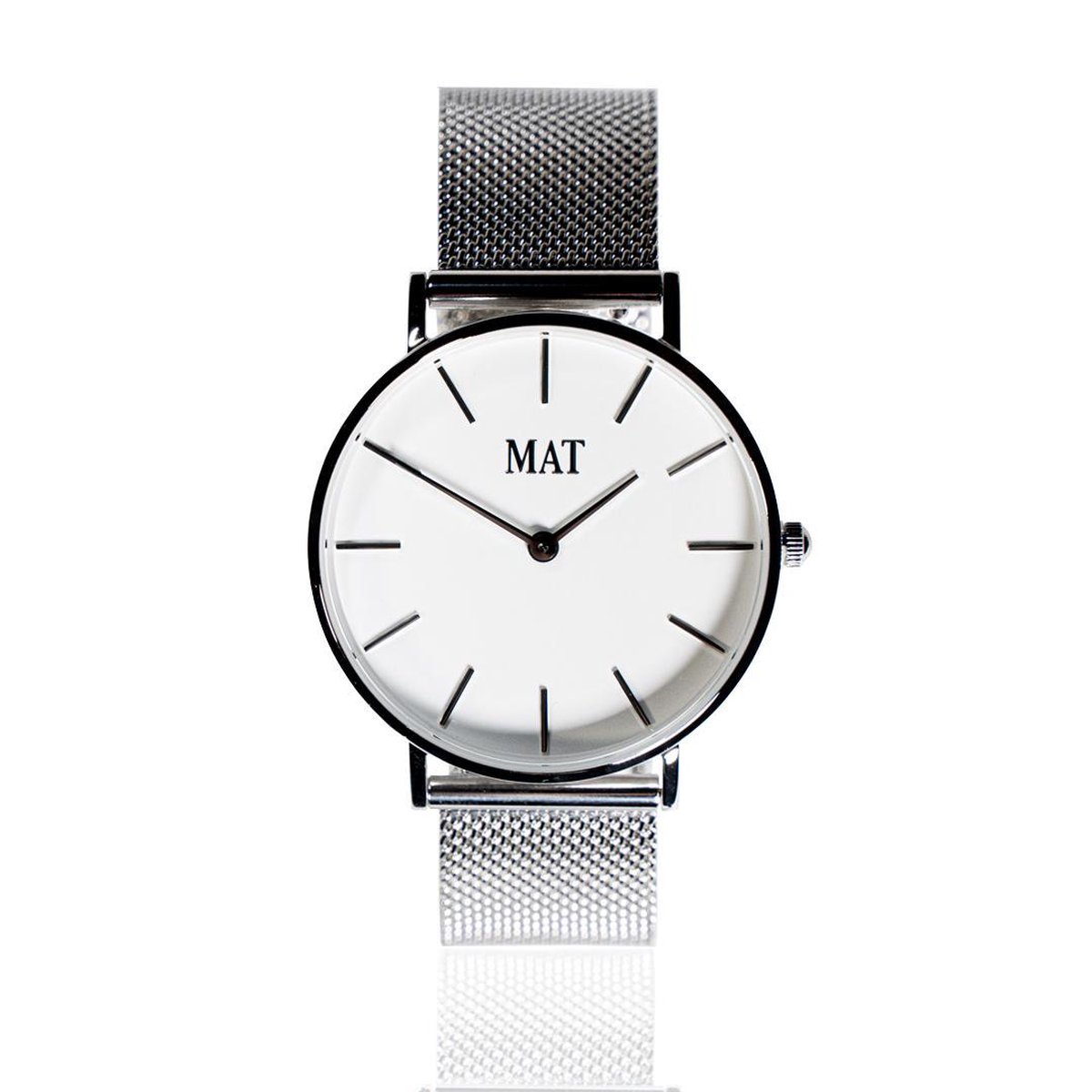 MAT Accessoires Zilveren dames horloge - Horloge - Mesh bandje - 36 mm - Incl. horlogedoos armband
