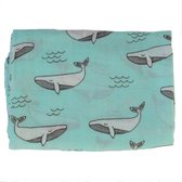 Bamboeloe bamboe hydrofiele doek XL swaddle kraamcadeau 120x120 cm Walvis