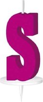 Haza Original Letterkaars ''s'' Met Houder 4 Cm Wax Fuchsia