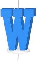 Haza Original Letterkaars ''w'' Met Houder 4 Cm Wax Blauw
