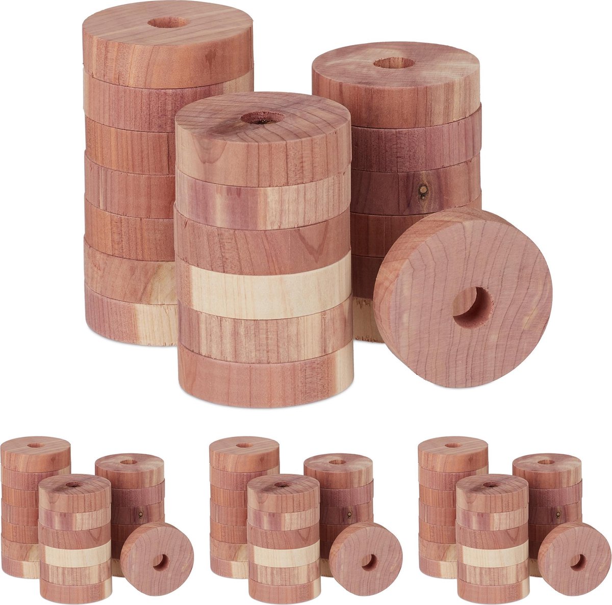 Relaxdays Kleerhanger van cederhout, 18 stuks, dwarsbroek