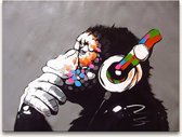 Peinture à l'huile sur toile peinte à la main - Singe de Banksy