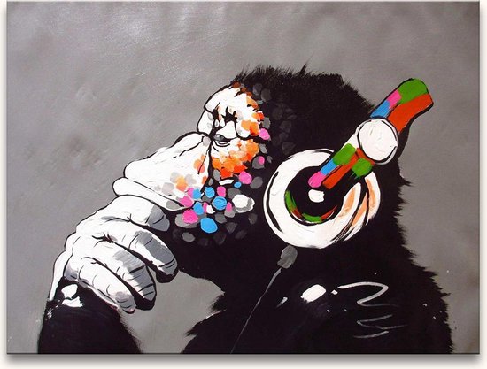 Handgeschilderd schilderij Olieverf op Canvas - Banksy's Monkey