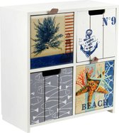 Ladekast 4 compartimenten - klein model 22x10x23,5 cm - compacte kabinetkast / opbergkast 'BEACH'