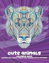 Cute Animals - Coloring Book - Designs with Henna, Paisley and Mandala Style Patterns