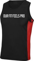 FitProWear Sporthemd Slogan Zwart Rood Maat XXL - Sportkleding -Mouwloos - Shirt - Polyester