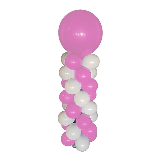Balloon Tower Kit, compleet pakket met basiskleur wit en accentkleur lichtroze