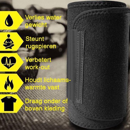 Sauna belt – Waist trainer – Waist shaper – Afslank band – Corset – Zweetband – Sweat belt – Afslankband – Buikband - Zwart - M - Dutch Product Supply
