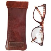 Étui à lunettes en cuir fait à la main Marron - Fermeture par pincement - Étui à lunettes - Étui à lunettes - Cuir - Snappouch