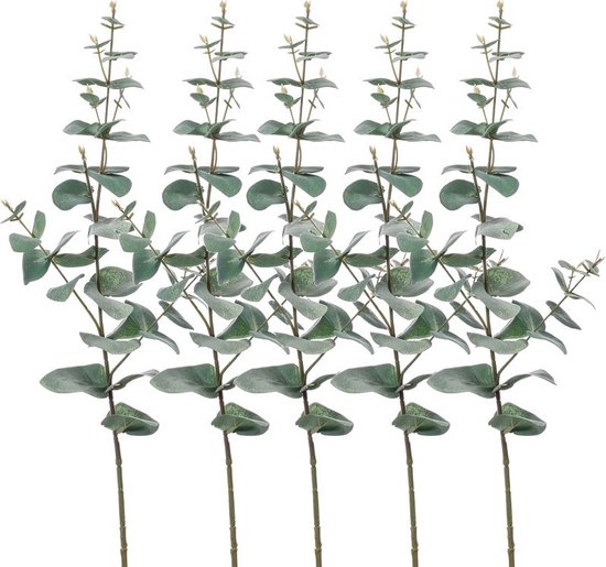 Set van 5x stuks Groene Eucalyptus kunsttakken kunstplant 68 cm - Kunstplanten/kunsttakken - Kunstbloemen boeketten