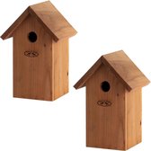 2x Houten vogelhuisjes/nestkastjes pimpelmees - Tuindecoratie vogelnest nestkast vogelhuisjes