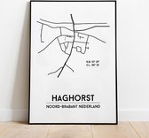 Haghorst city poster, A3 (30x40 cm) met lijst, plattegrond poster, woonplaatsposter, woonposter