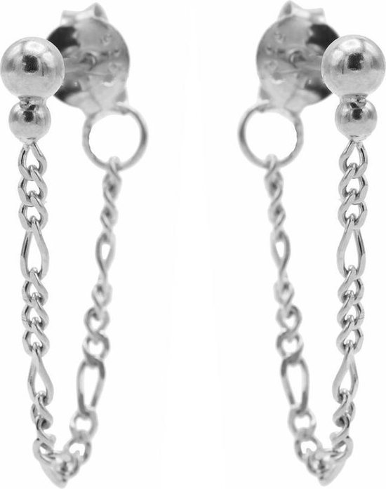 Karma chain oorbel double dots zilver M2921