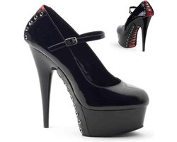 Pleaser - DELIGHT687FH Pumps - US 6 - 36 Shoes - Zwart/Rood