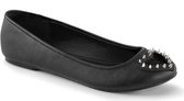 Star-24 ballerina with heart detail and spike studs matt black - (EU 37 = US 7) - Demonia