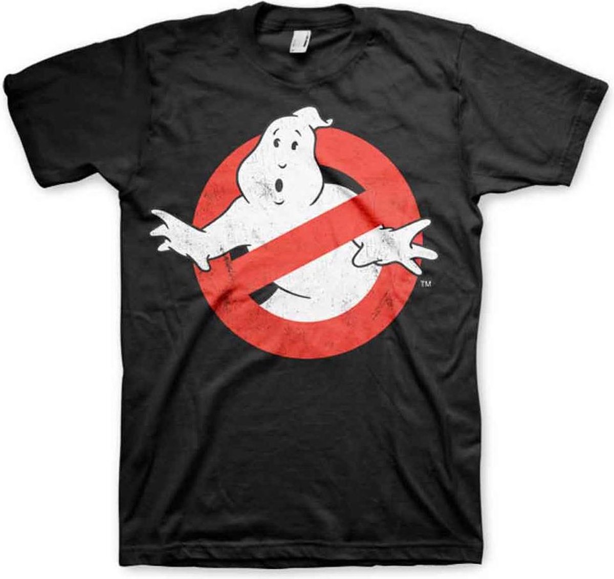 Ghostbusters Heren Tshirt -S- Distressed Logo Zwart