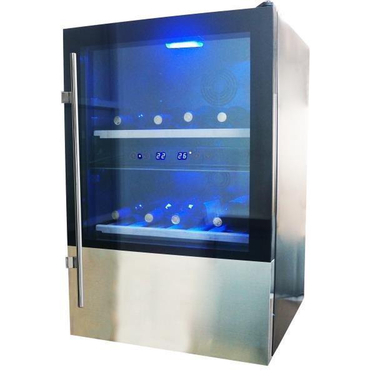 Bol.com Le Chai LB 420X - Wijnkoelkast - 2 Temperatuurzones 5 tot 22 °C - 42 flessen - Vrijstaand - LED verlichting aanbieding