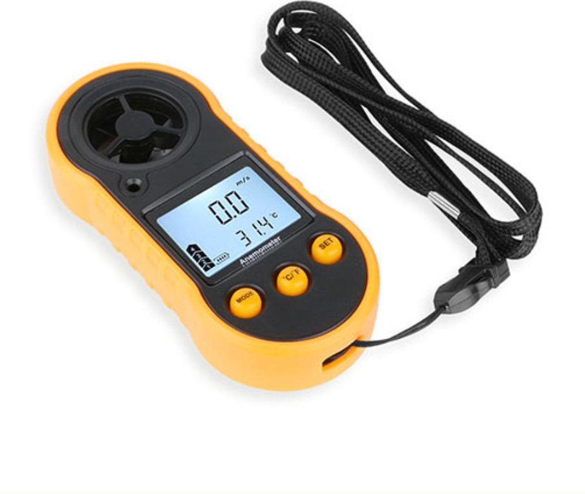 WiseGoods - Windmeter Digitaal - Anemometer - Windsnelheidsmeter - Draagbaar - Geel