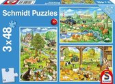 Schmidt puzzel Boerderij, 3 x 48 stukjes - Puzzel