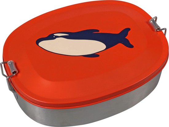 Foto: The zoo collection broodtrommel roestvrij staal lunchbox orca mat